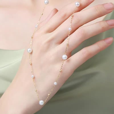925銀錯落滿天星珍珠項鍊女高級感鎖骨鏈百搭頸鏈簡約項飾飾品3