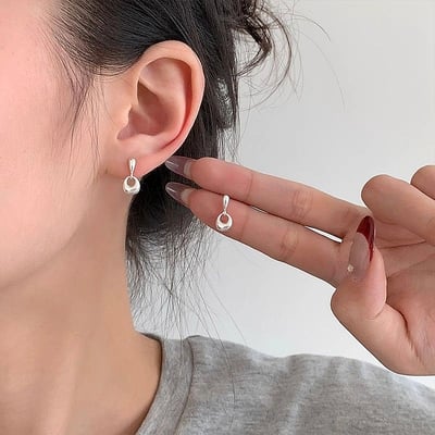 S925純銀簡約光面銀坨子耳釘女新中式國風設計百搭耳墜時髦耳環4