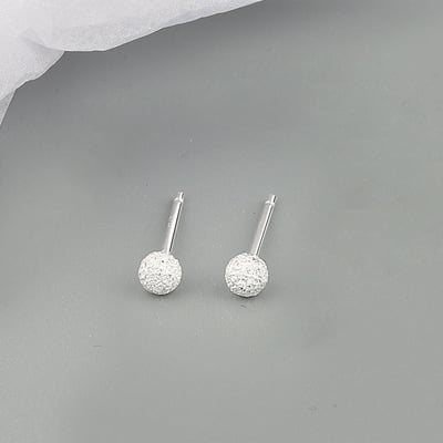 S925銀磨砂圓珠光珠耳釘7