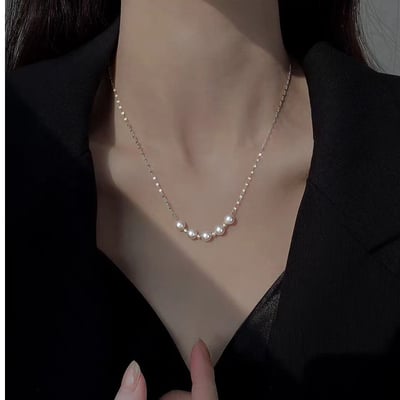 925純銀飾品唇形微笑珍珠項鏈女跨境爆款秋冬高級感毛衣鏈不掉色4