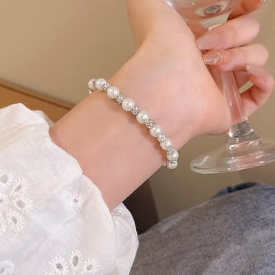 925純銀飾品閃鉆珍珠手鏈女 春夏跨境高級感首飾輕奢百搭氣質手飾4