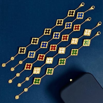 布N五花滿鉆可雙面配帶四葉草手鏈系列1