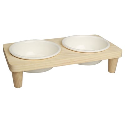 白橡木方形高腳雙碗 - 大陶瓷碗1