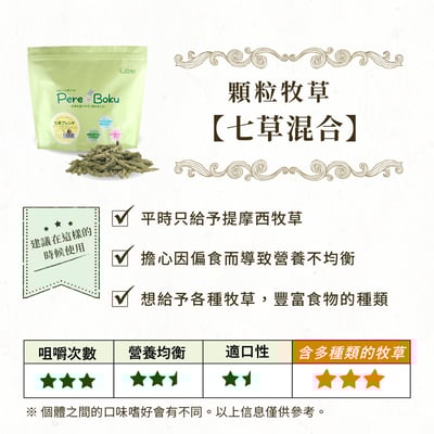 日本WOOLY 七草混合顆粒牧草條3