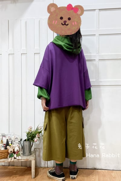 WE家簡約小布標毛圈棉上衣(紫) 143603