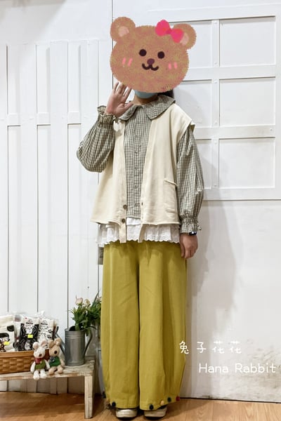 新色到❤❤WE家V領2扣毛圈棉背心(杏) 139541