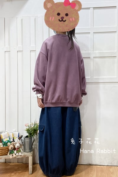 可愛感小精靈印花大學T(紫) 311073