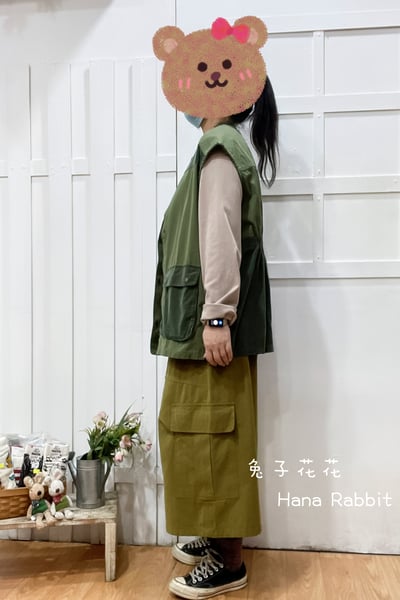 日系原單異布材質不修邊工裝背心 155352