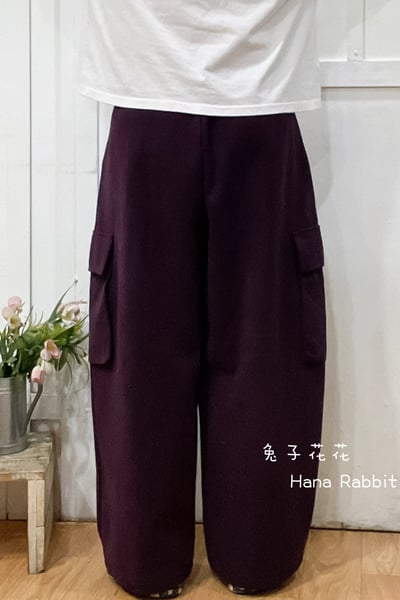 WE家可縮腳加絨工裝造型褲(紫紅) 148623