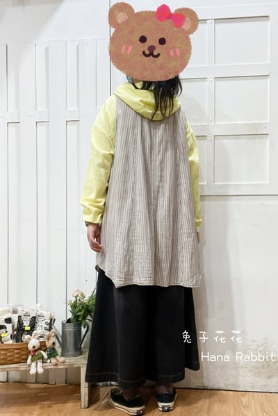 日系好搭配條紋開襟中長背心 135263