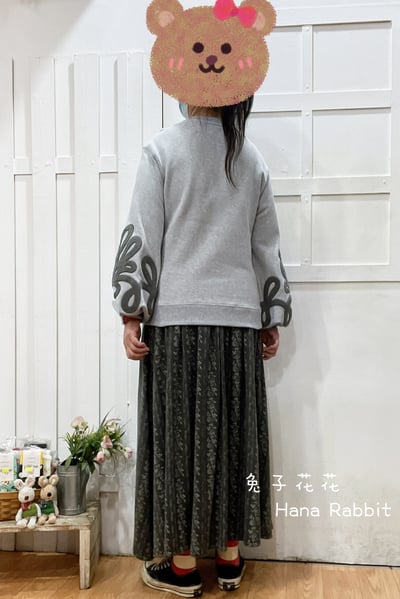 日系泡袖內刷絨簡約上衣 171603