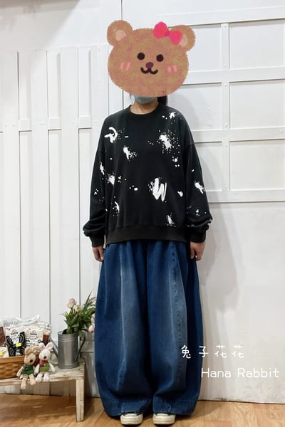 日系水洗棉潑墨大學T 210301