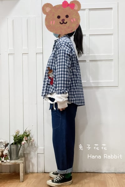 童趣小美格紋開襟衫(藍) 175452