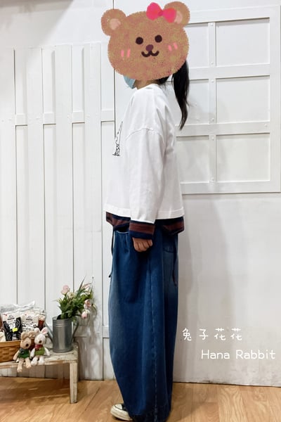 刺繡跳舞兔重磅棉上衣(白) 133642