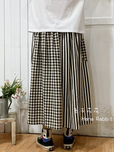 WE家大小格拚接造型裙(黑格) 309093