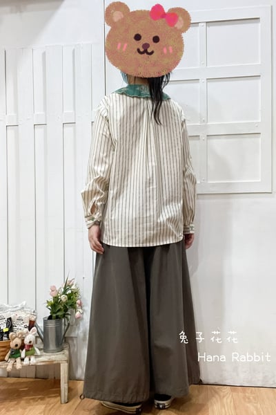 森系甜美小翻領條紋開襟衫 143573