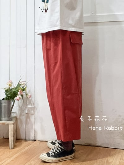 驚訝貓寛鬆百搭造型褲(橘紅) 133892