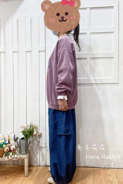 可愛感小精靈印花大學T(紫) 311072