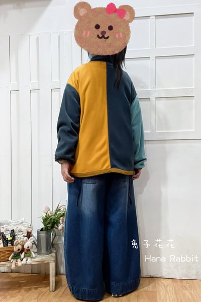 日系搖料絨撞色保暖外套 159793