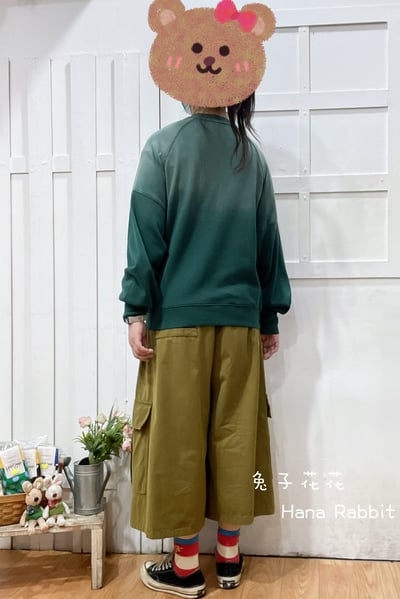 日系字母印花水洗棉大學T(綠) 155833