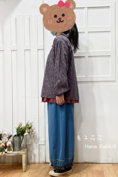 森系小碎花娃娃領開襟上衣(紫) 153282