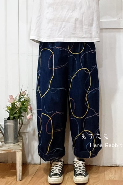 日系復古刺繡丹寧直筒褲 169141