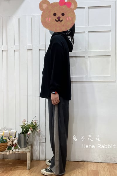 日系簡約連帽德絨上衣(黑) 311272