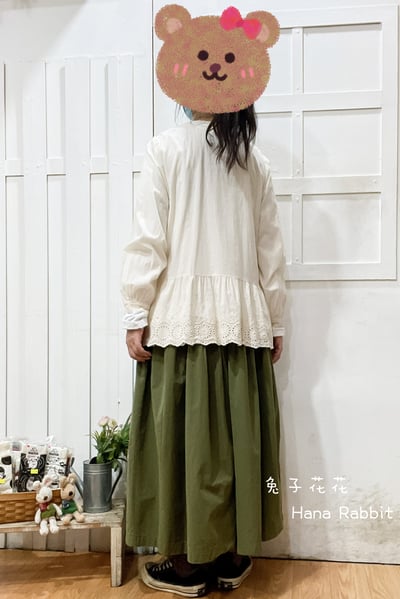 日系不敗款拚接蕾絲開襟上衣(杏) 143233