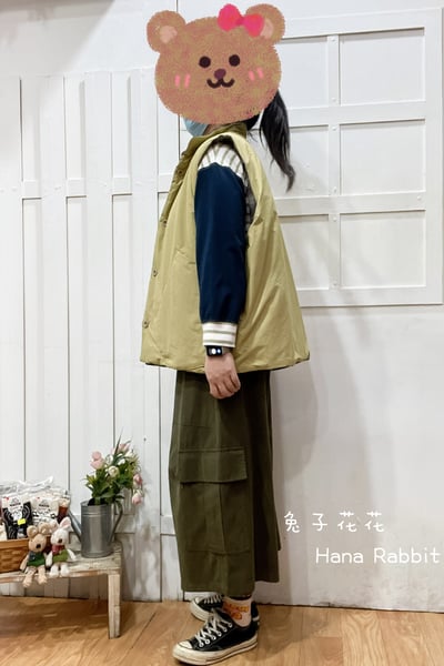 日系雙面穿立領鋪棉背心 311172