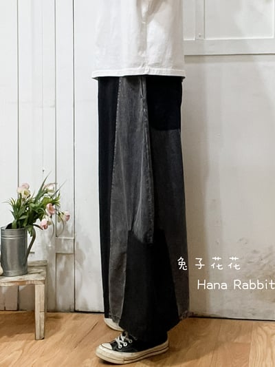 日系異布材質水洗南瓜造型褲 209102