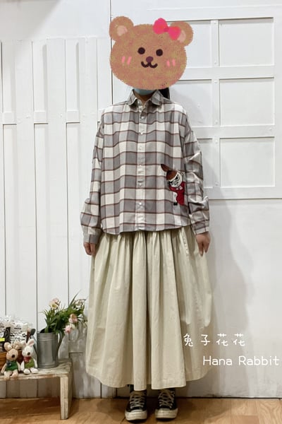 童趣小美格紋開襟衫(杏) 175451