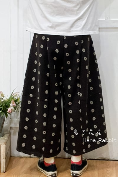 WE家印花毛呢內加絨闊腿造型褲 159603