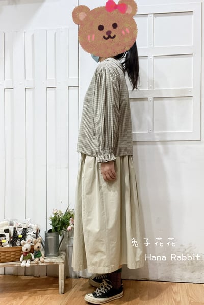 森系大翻領格紋開襟上衣(綠) 141222