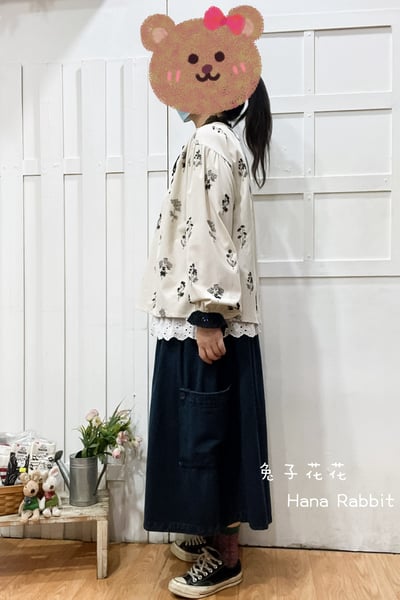 森系蕾絲木耳領刺繡花棉麻上衣 137242