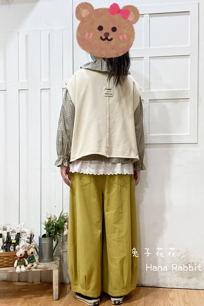 新色到❤❤WE家V領2扣毛圈棉背心(杏) 139543