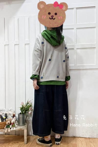 可愛感刺繡小鍋重磅棉上衣(灰) 135713