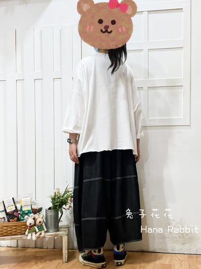 WE家簡約寛袖重磅棉上衣(白) 309093