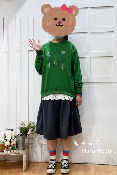 日系原單刺繡印花大學T(綠) 145931