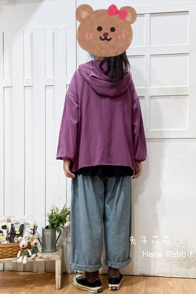 簡約好搭配連帽開襟棉麻上衣(紫) 193363
