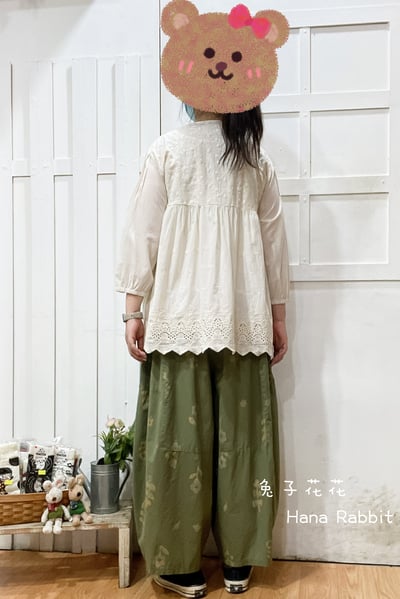 森系不敗款緹花開襟上衣(杏) 176283