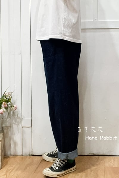 日系雪花刺繡小房子丹寧老爺褲 309292