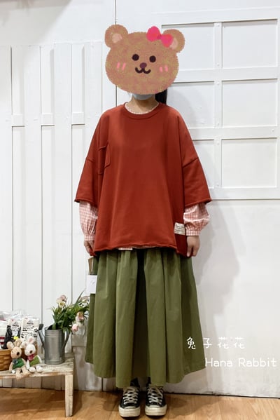 WE家簡約小布標毛圈棉上衣(橘紅) 143601