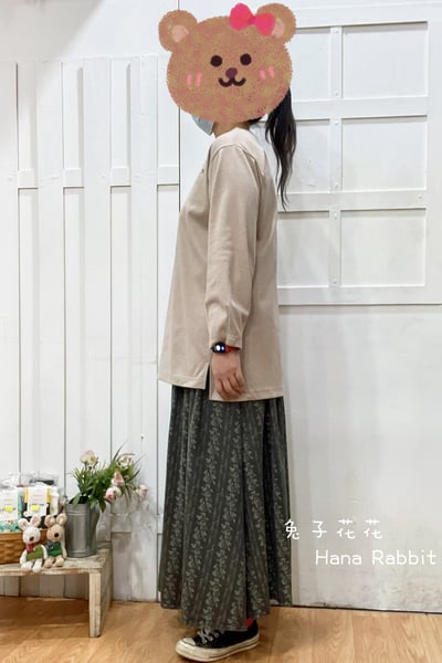 森系簡約刺繡花磨毛中長上衣 175342