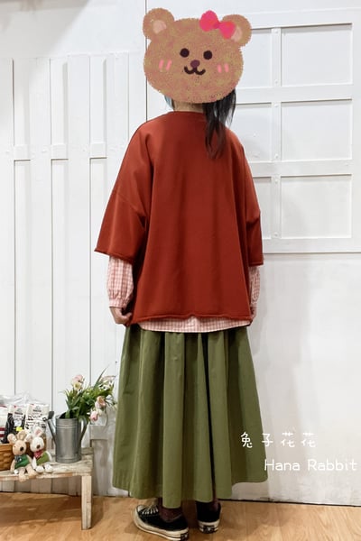 WE家簡約小布標毛圈棉上衣(橘紅) 143603