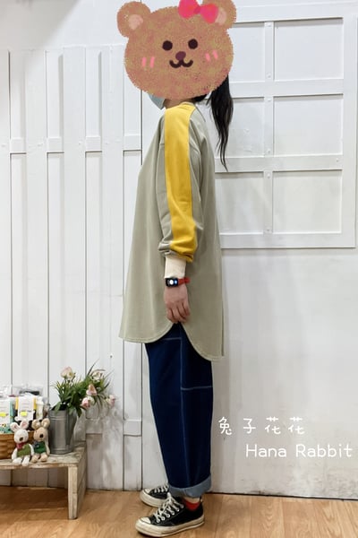 日系原單撞色中長毛圈棉上衣(灰) 160962