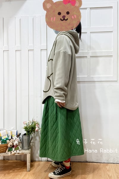 日系大花朵連帽波浪德絨上衣(杏) 211182