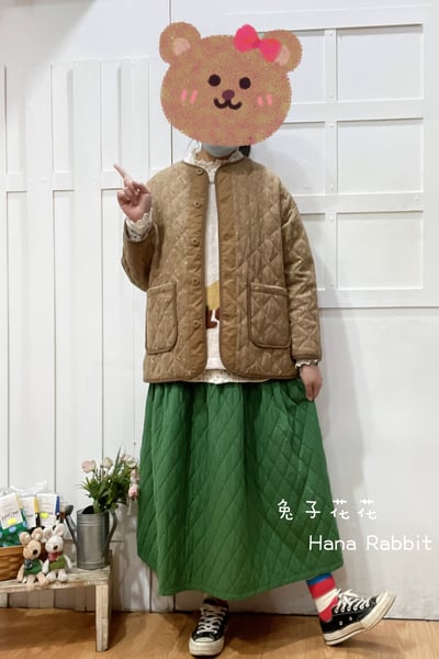 森系燈芯絨小碎花夾棉外套 145851