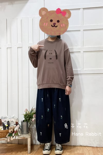 日系刺繡童趣毛圈棉上衣 141601