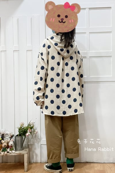 波點印花連帽開襟衫 144373