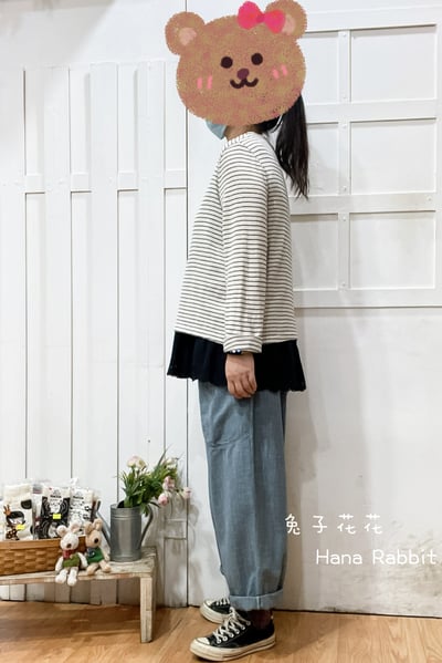 人物印花條紋棉質上衣 309292